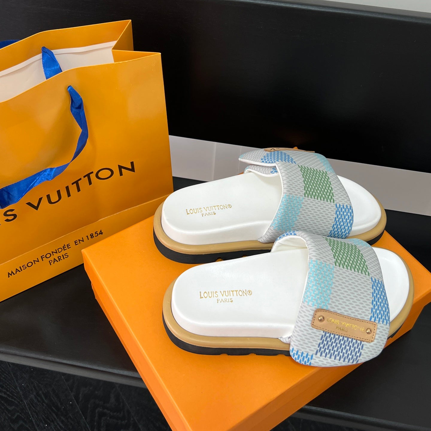 couple's checkerboard sandals couple's checkerboard sandals