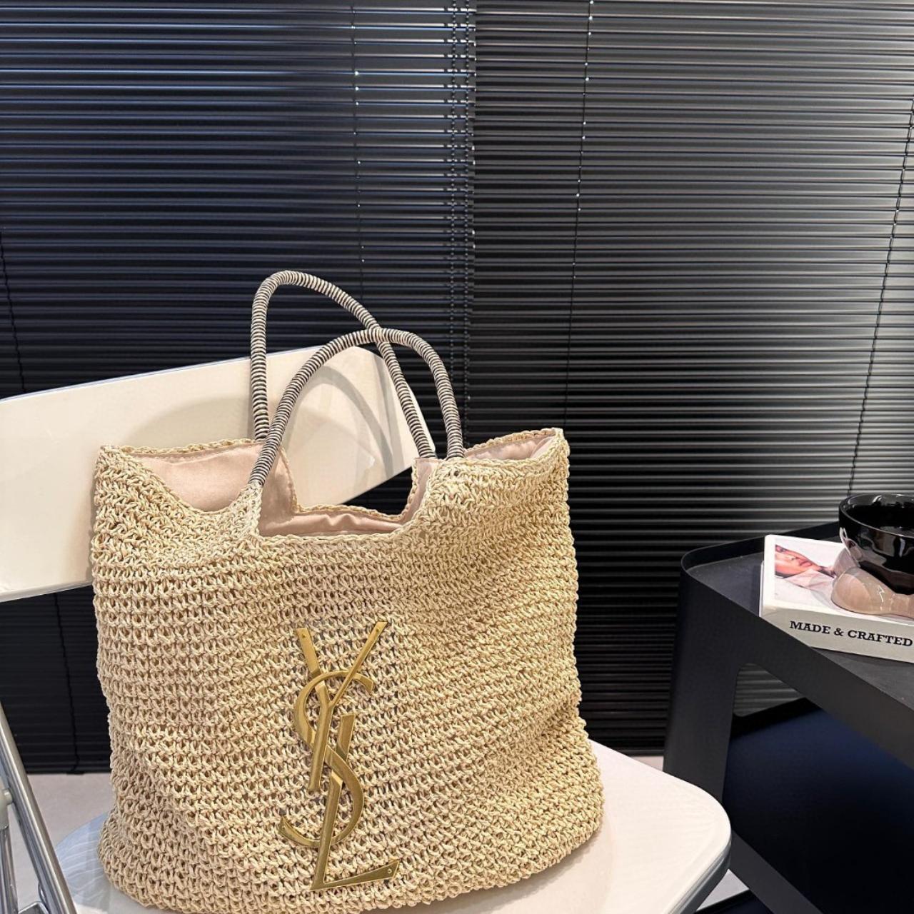 saint laurent yves saint laurent (ysl)louis vuitton (lv) raffia bag saint laurent yves saint laurent (ysl)louis vuitton (lv) raffia bag