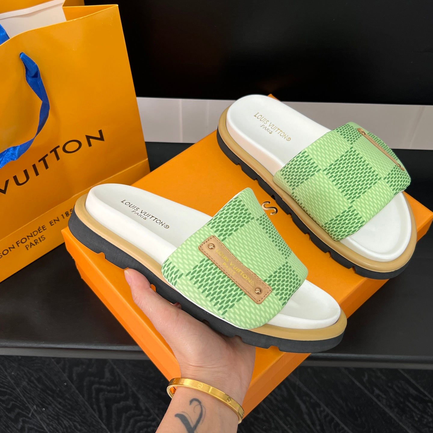 couple's checkerboard sandals couple's checkerboard sandals