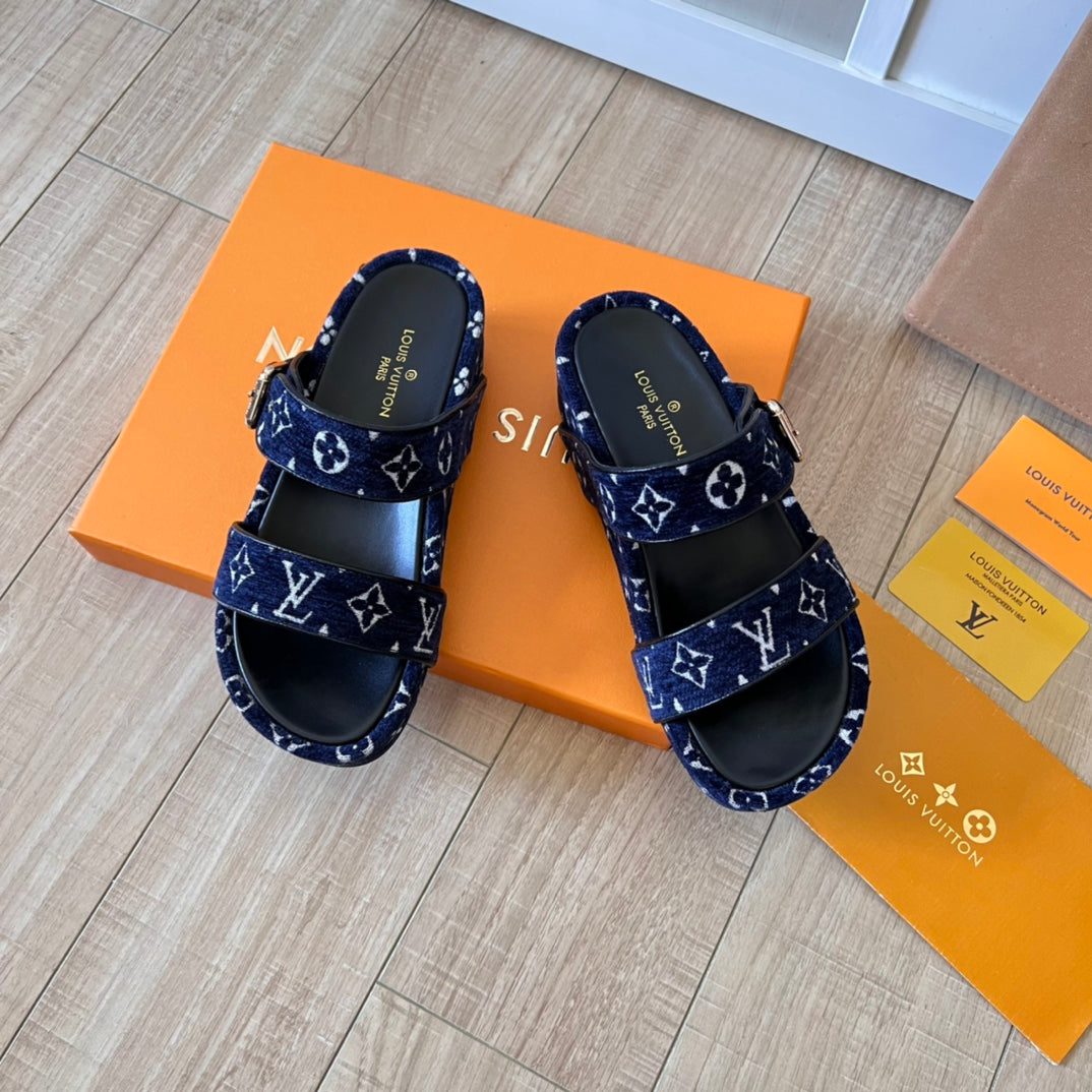 suede monogram thick soled slippers suede monogram thick soled slippers