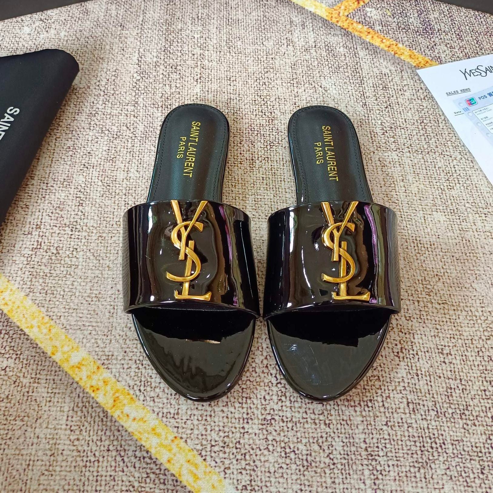 classic gold signature flat slippers classic gold signature flat slippers