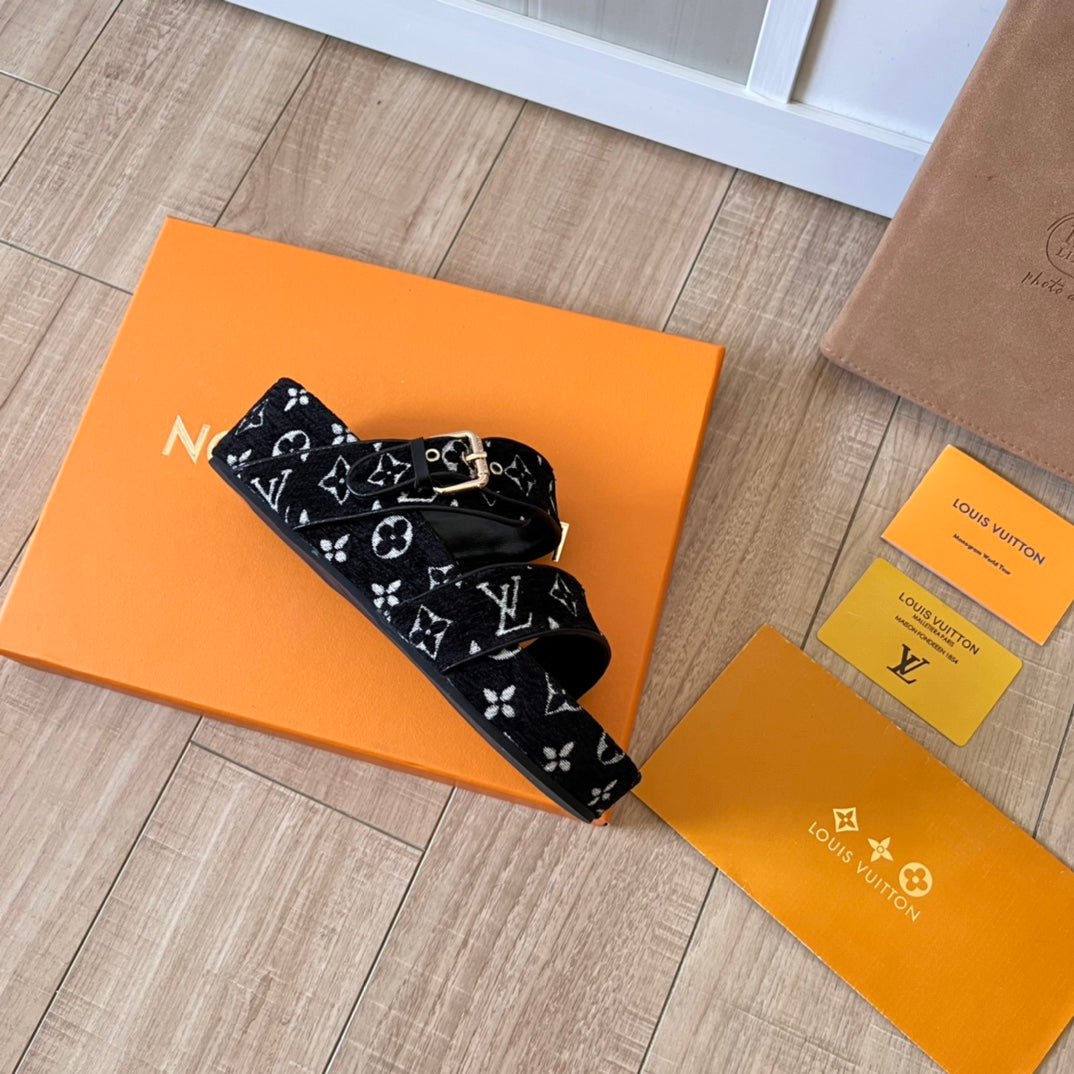 suede monogram thick soled slippers suede monogram thick soled slippers