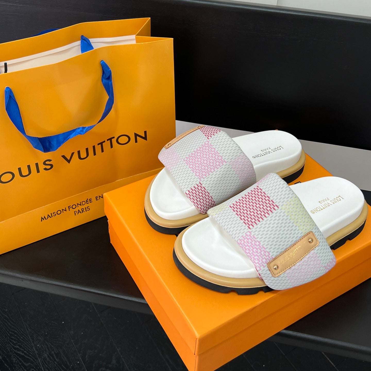 couple's checkerboard sandals couple's checkerboard sandals