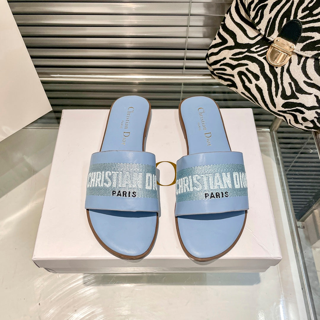 solid colors calfskin and embroidered cotton slippers solid colors calfskin and embroidered cotton slippers