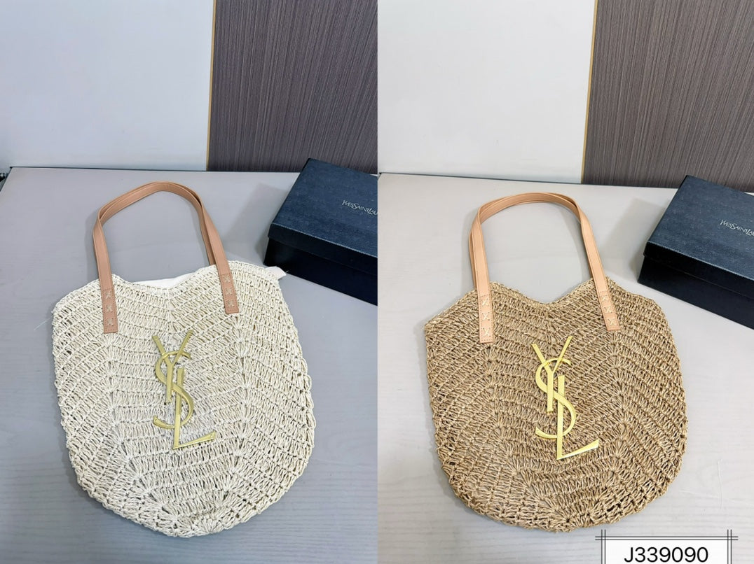 yves saint laurent (ysl)louis vuitton (lv) saint laurent vacation casual raffia woven tote bag 35x32cm yves saint laurent (ysl)louis vuitton (lv) saint laurent vacation casual raffia woven tote bag 35x32cm