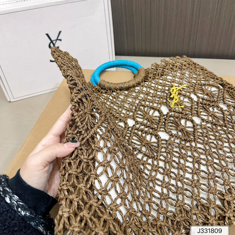 saint laurent yves saint laurent (ysl)louis vuitton (lv) woven tote bag 43x35cm