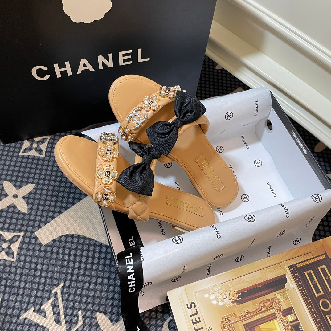 pearl gem bow flat slippers pearl gem bow flat slippers