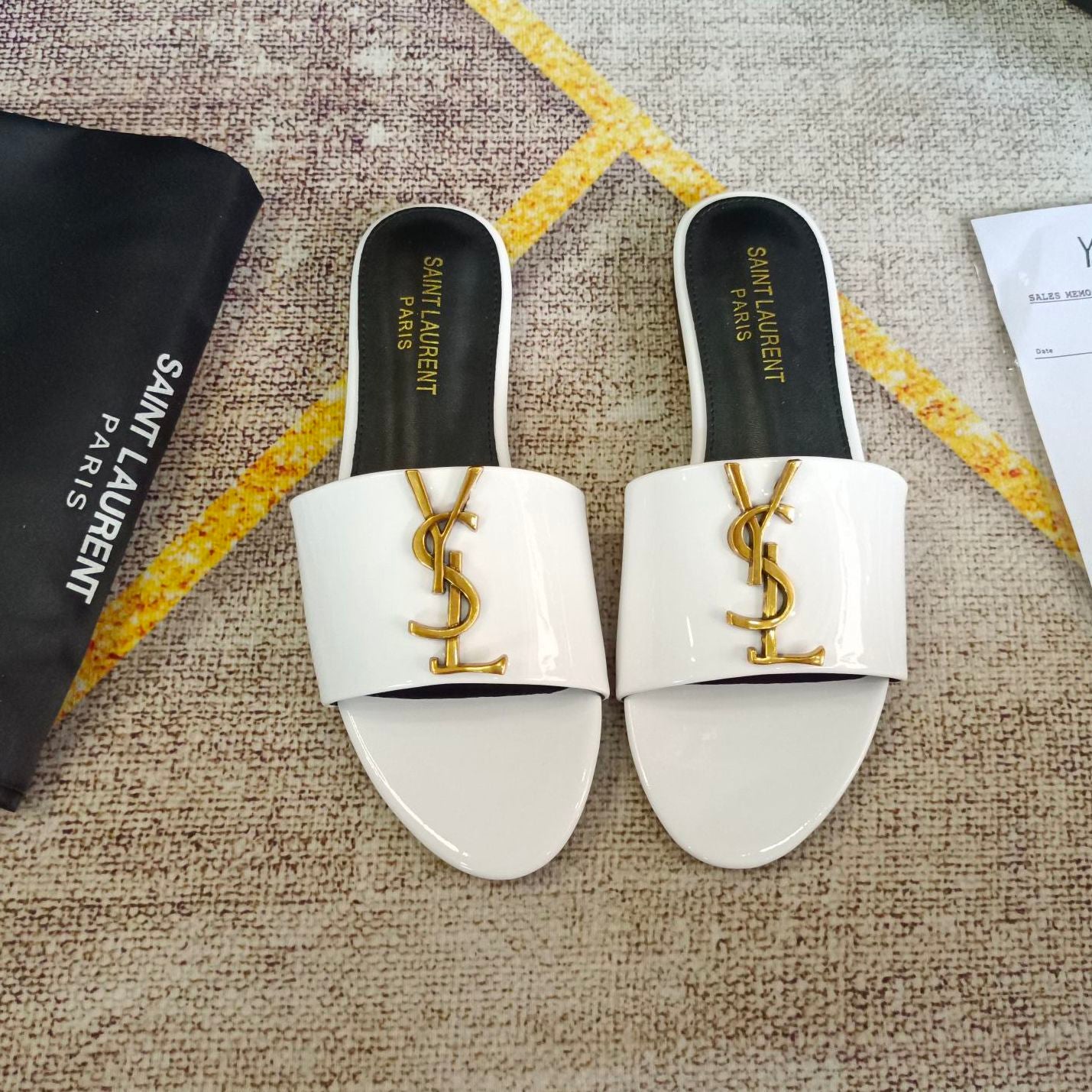 classic gold signature flat slippers classic gold signature flat slippers
