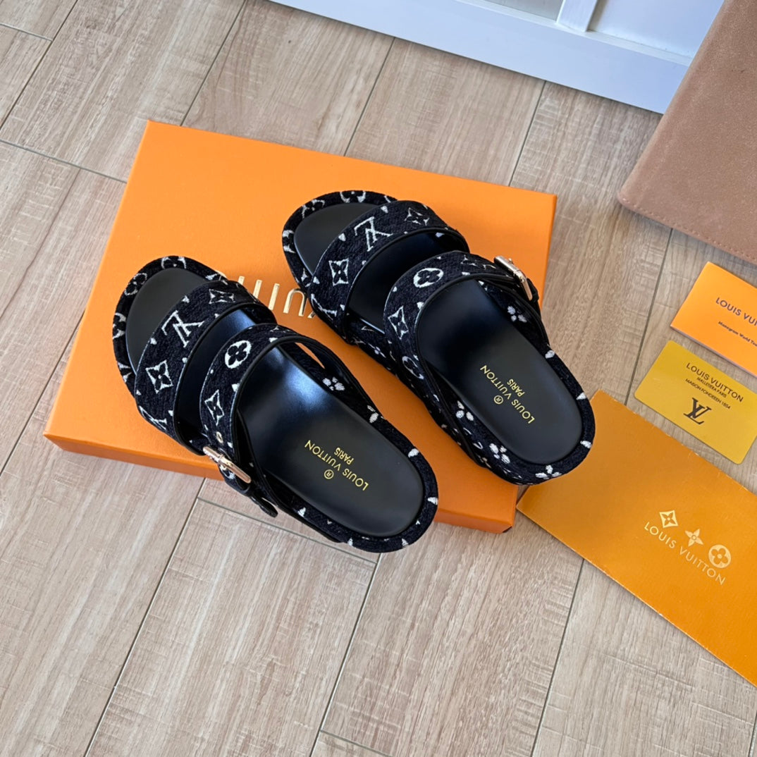 suede monogram thick soled slippers suede monogram thick soled slippers