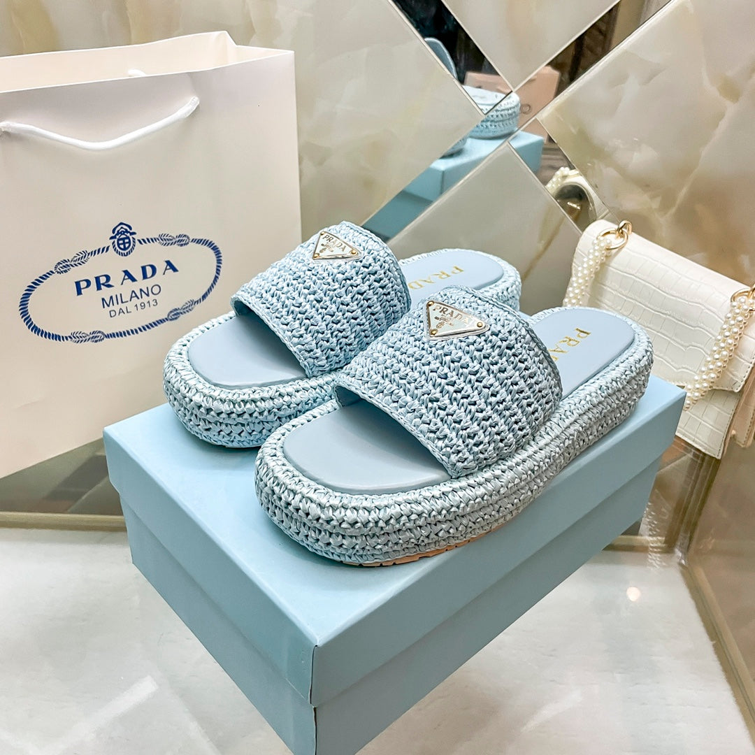 woven triangle logo slippers woven triangle logo slippers