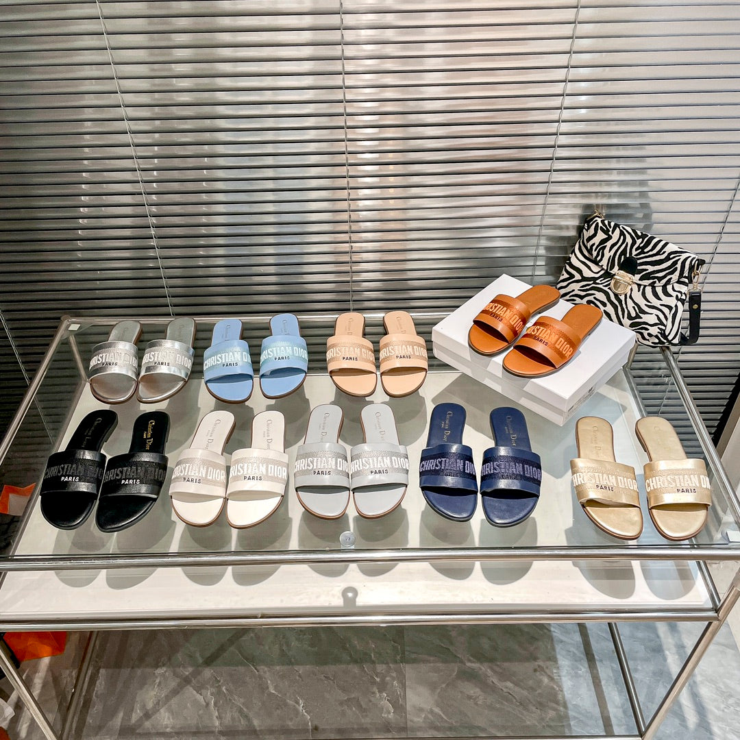 solid colors calfskin and embroidered cotton slippers solid colors calfskin and embroidered cotton slippers