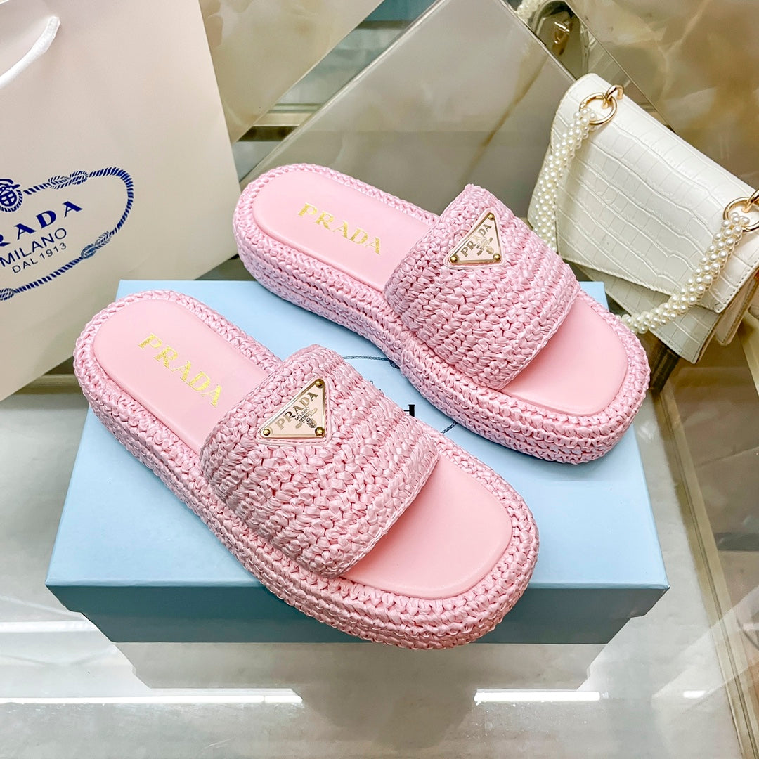 woven triangle logo slippers woven triangle logo slippers