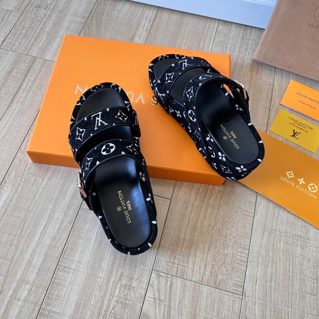 suede monogram thick soled slippers suede monogram thick soled slippers