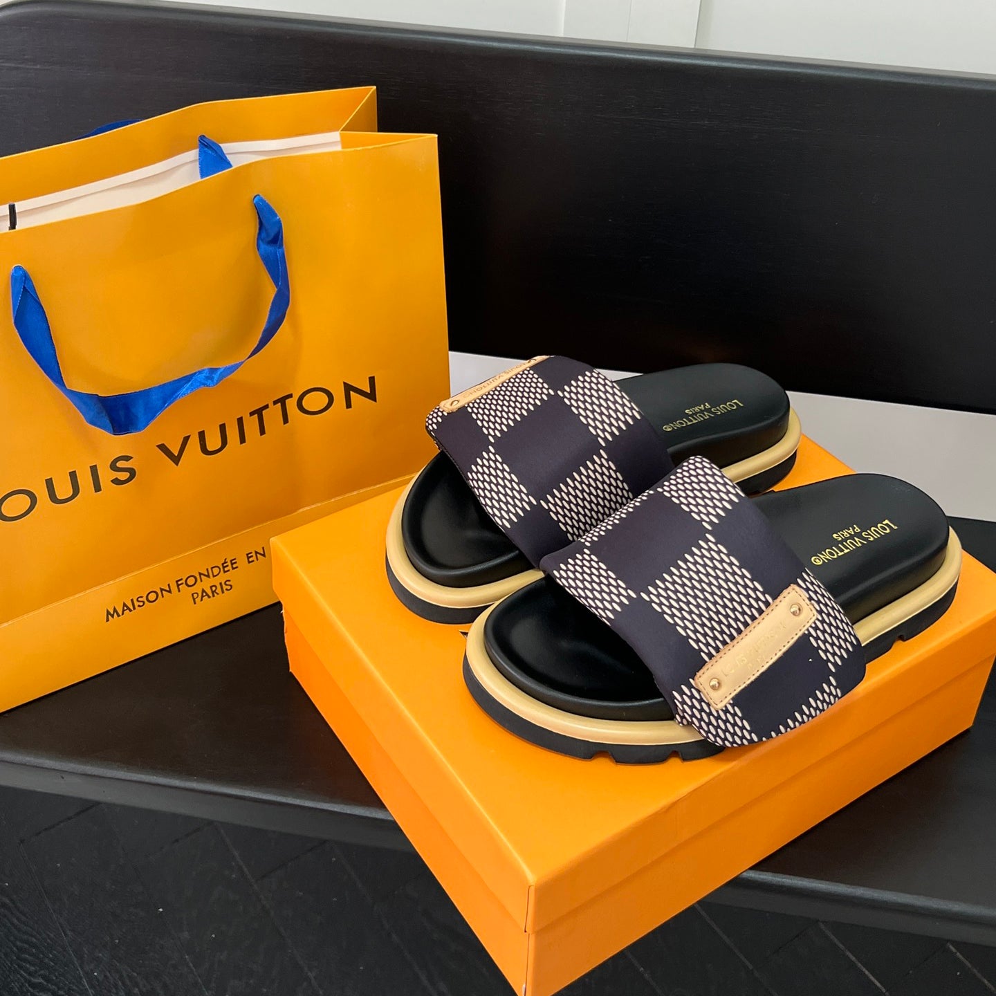 couple's checkerboard sandals couple's checkerboard sandals