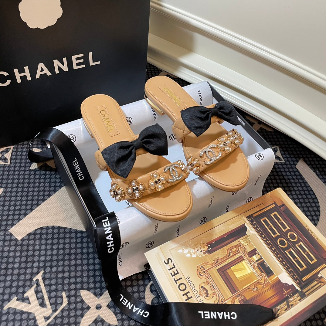 pearl gem bow flat slippers pearl gem bow flat slippers