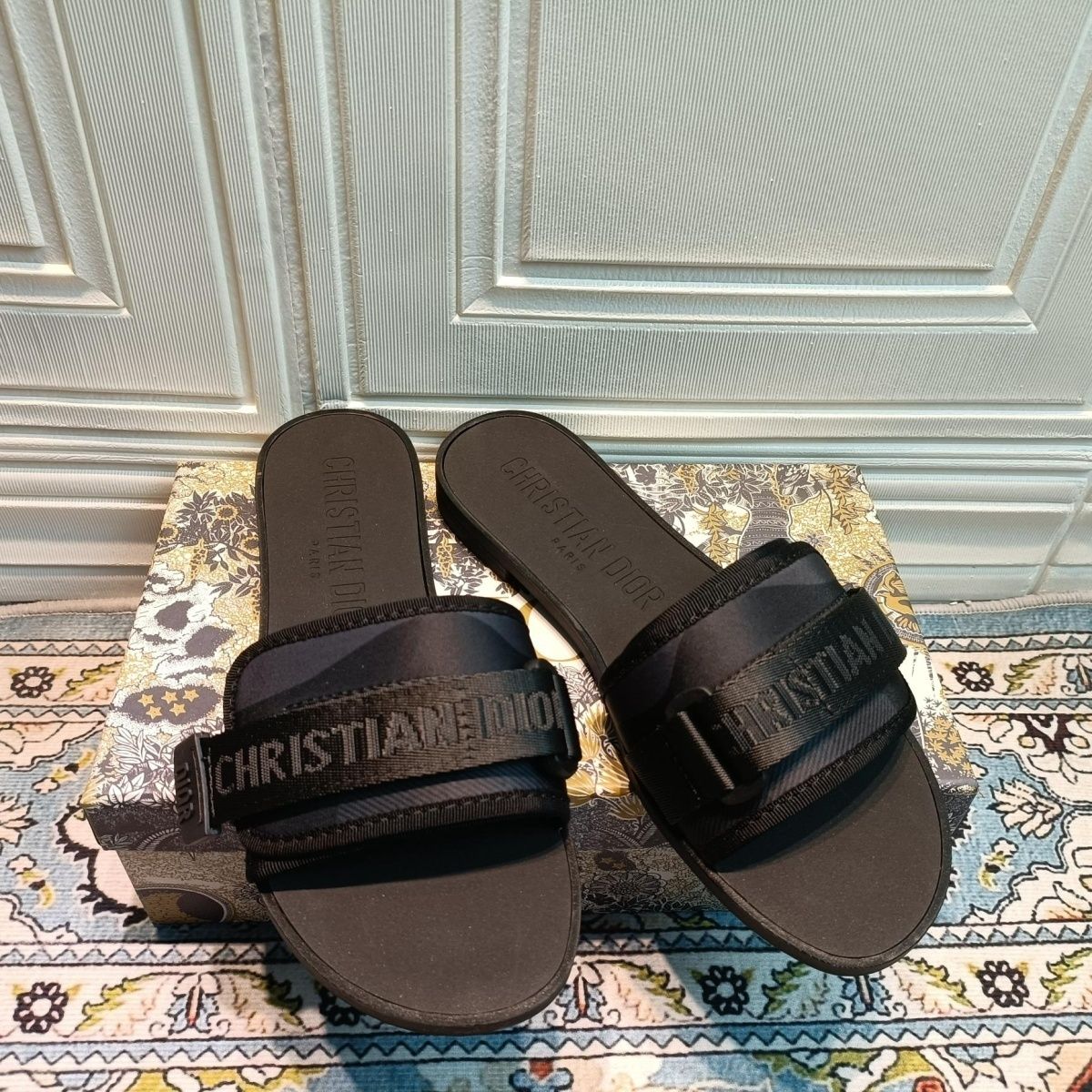 velcro embossed flat slippers velcro embossed flat slippers