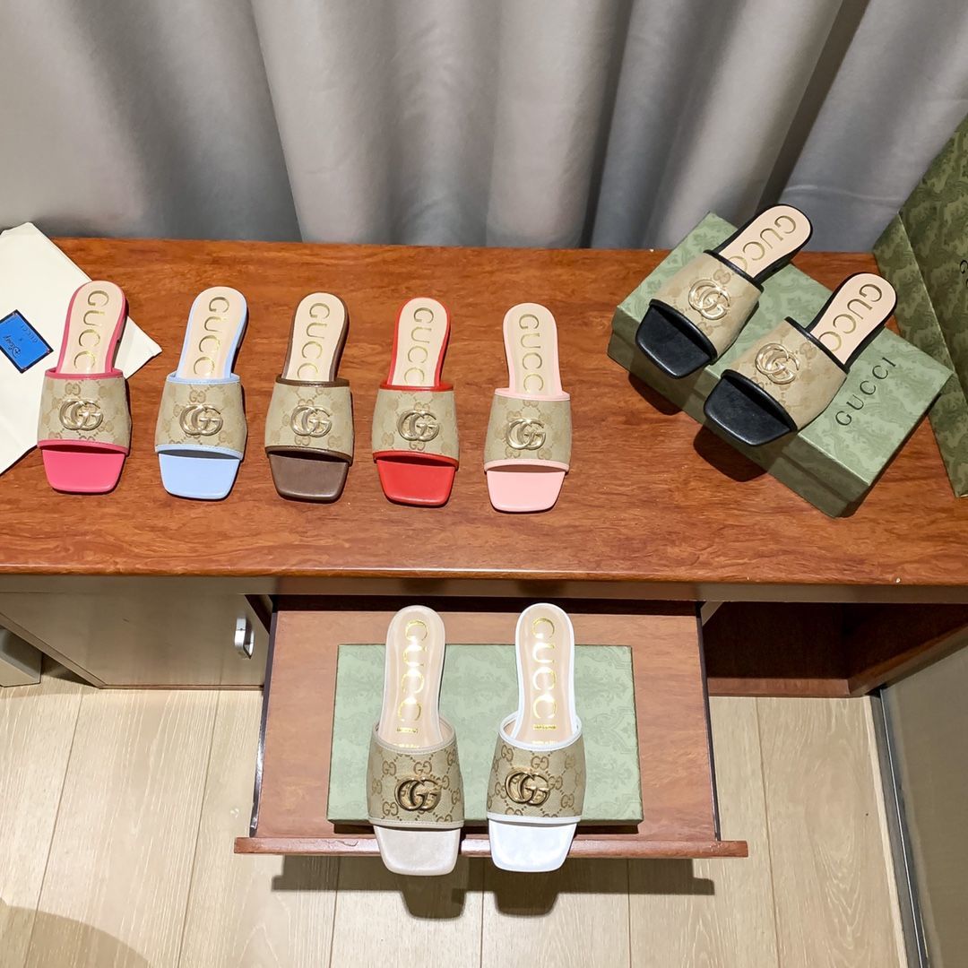 brown canvas embossed flat slippers brown canvas embossed flat slippers