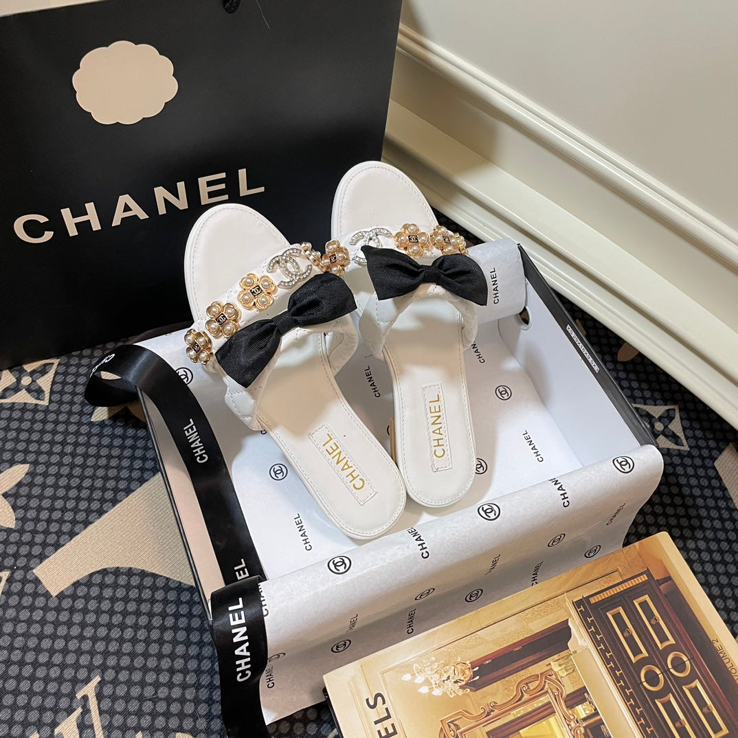 pearl gem bow flat slippers pearl gem bow flat slippers