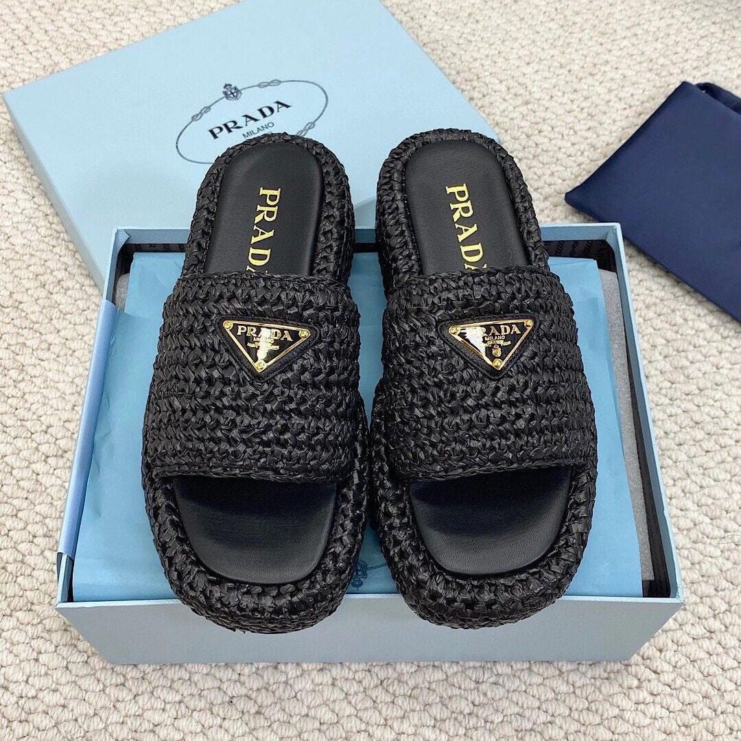 woven triangle logo slippers woven triangle logo slippers