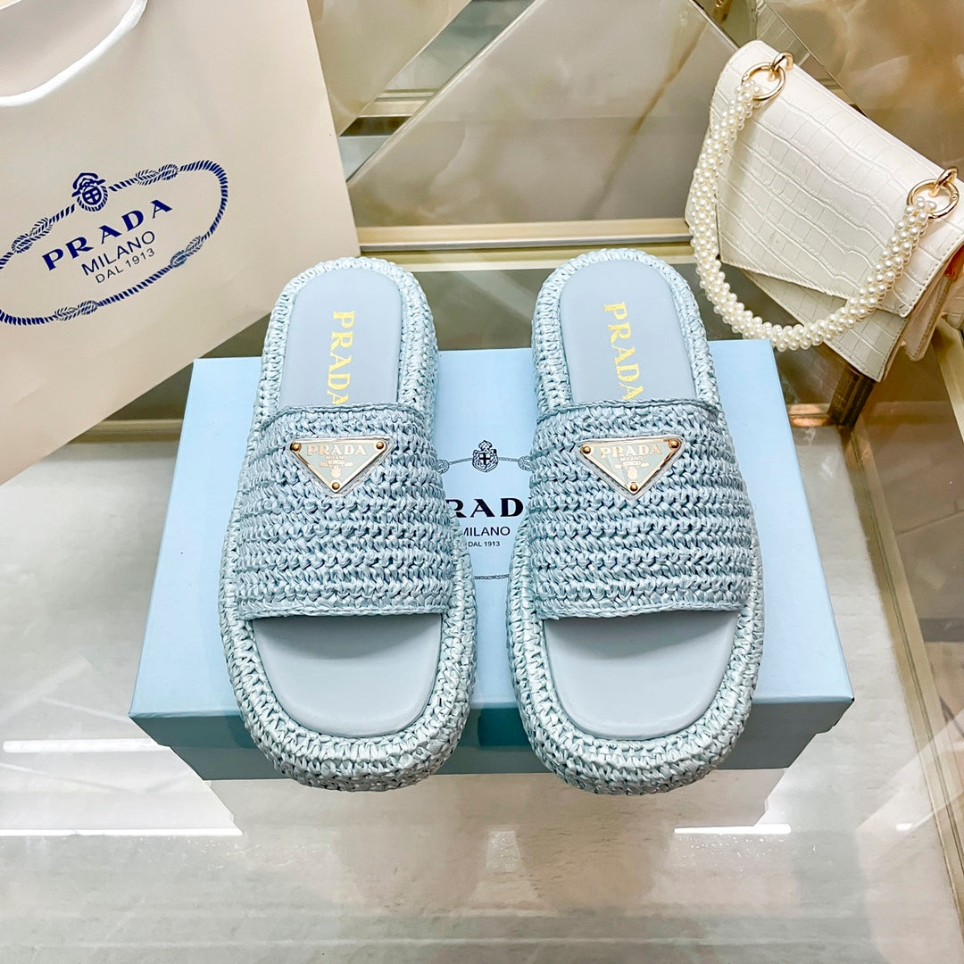 woven triangle logo slippers woven triangle logo slippers