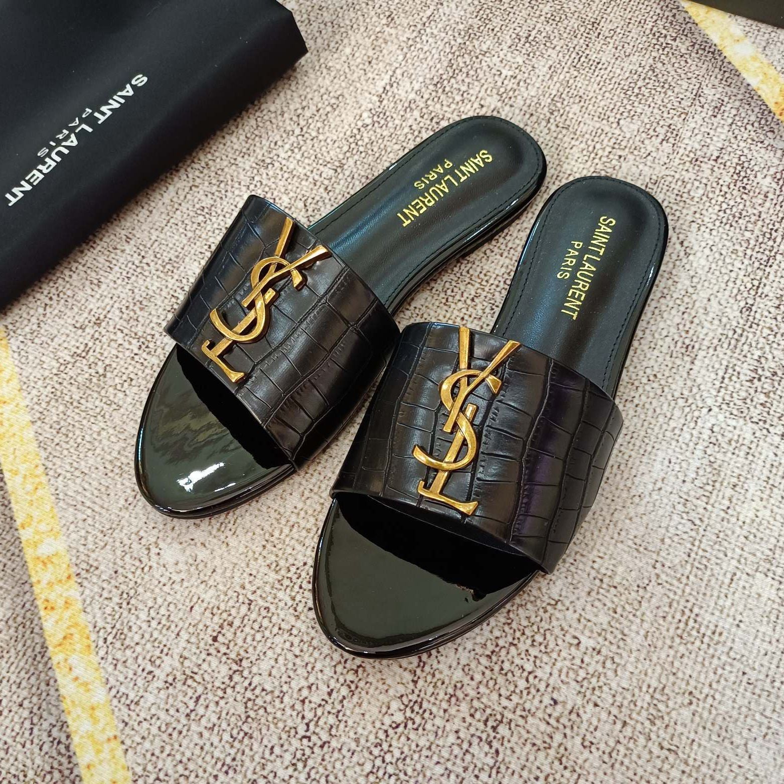 classic gold signature flat slippers classic gold signature flat slippers