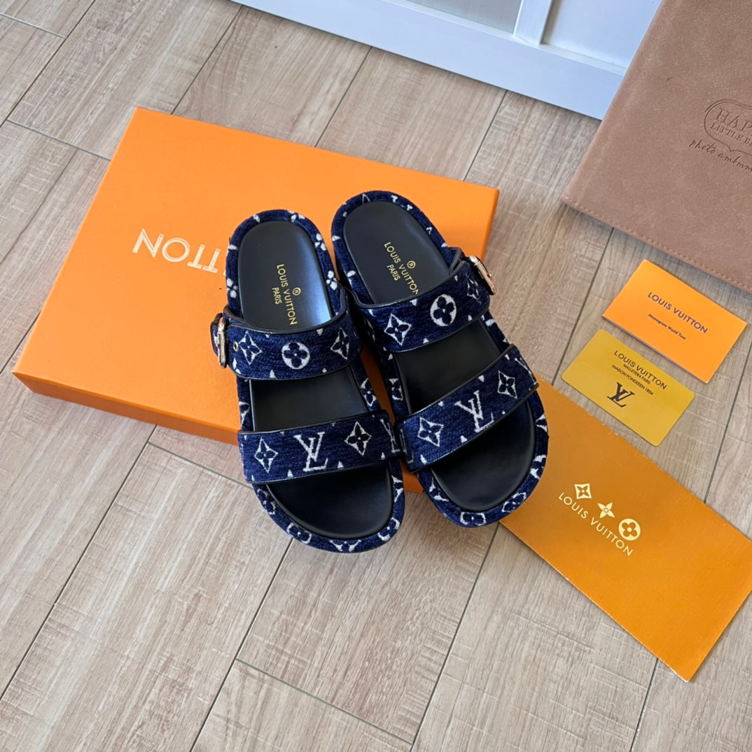 suede monogram thick soled slippers suede monogram thick soled slippers