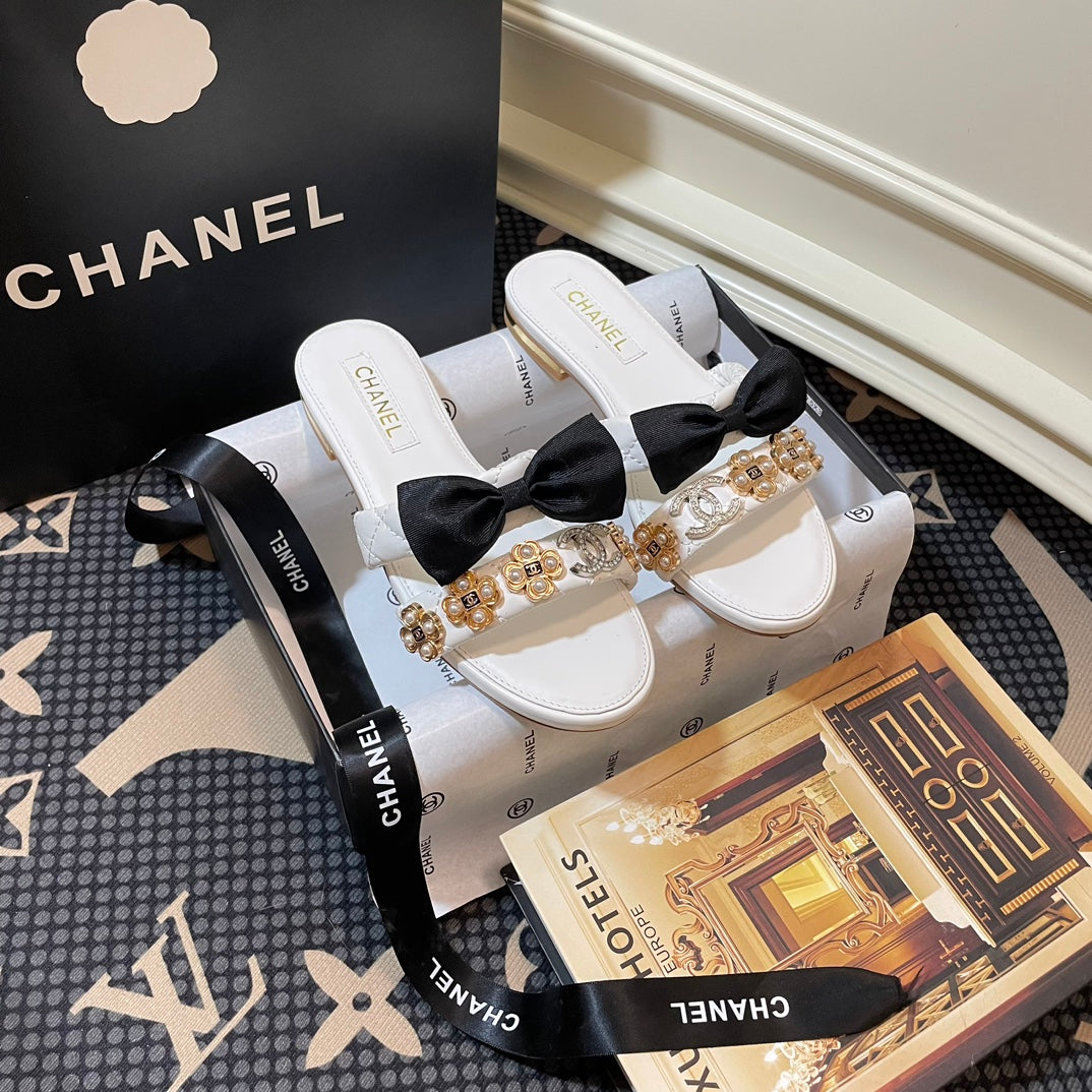 pearl gem bow flat slippers pearl gem bow flat slippers