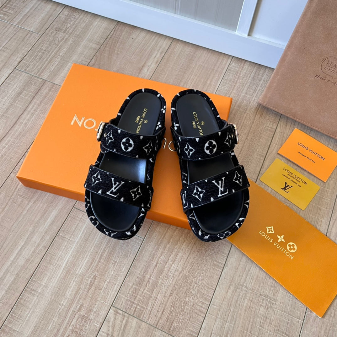 suede monogram thick soled slippers suede monogram thick soled slippers